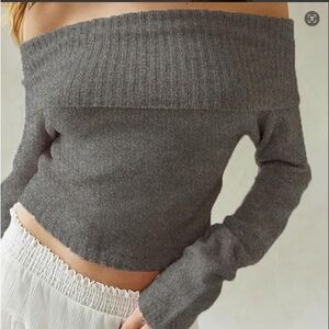Gray Off-Shoulder Women Sweater